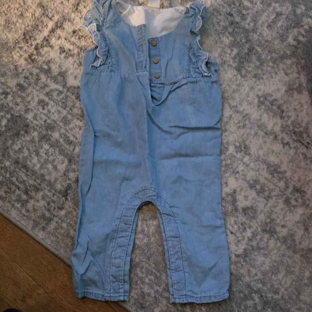 Charming Kids Blue Overalls with Ruffle Detail